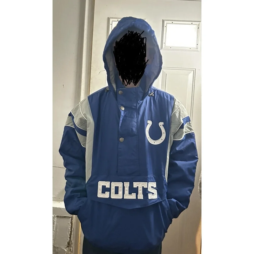 NFL Indianapolis Colts  Starter Blue/Gray Body Check Pull Over Jacket NWT large